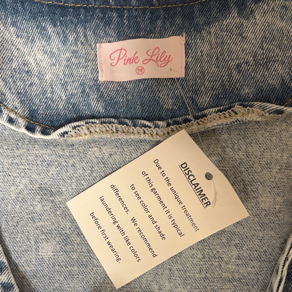 NEW! Demi Acid Washed Denim Front Tie Vest Tank - Picture 3 of 5